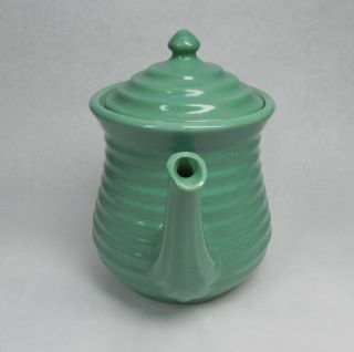 Seldom Seen Vintage Bauer Pottery Ring Ware Dinnerware Green Drip Coffee Pot. 2