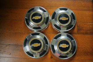 Vintage Set Of Four 73 - 87 1/2 Ton Chevy Truck 10 1/2 Inch Dog Dish Hub Caps