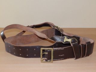 Vintage Ww2 German Officer Leather Belt With Shoulder Strap