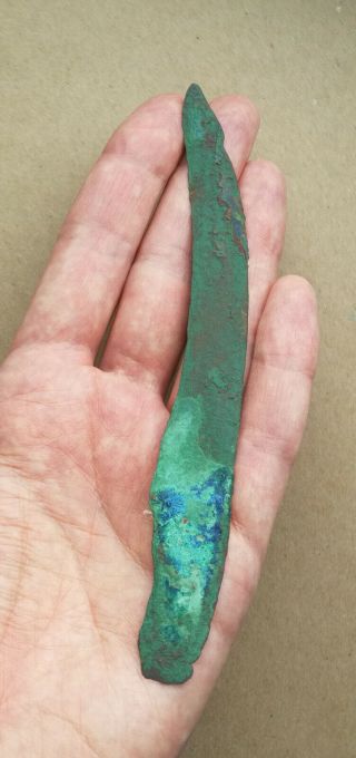 Very Rare Ancient Scythian Bronze Ritual Sickle - Knife Green Patina