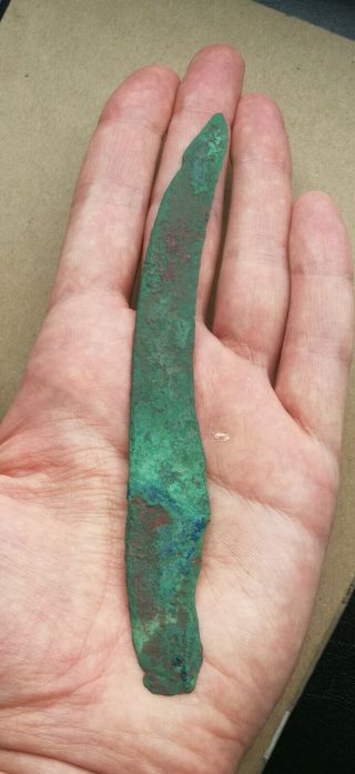 VERY RARE Ancient Scythian Bronze Ritual Sickle - Knife GREEN PATINA 2