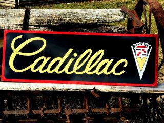 V36”vintage Hand Painted Antique Vintage Old Style Cadillac Service Station Sign