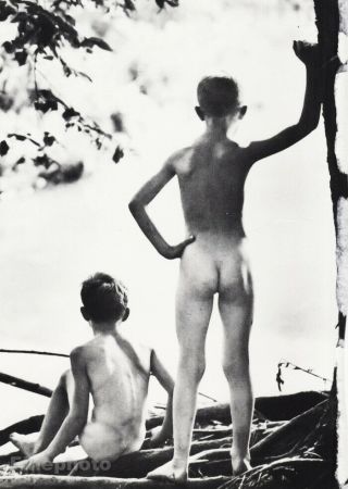 1958 Vintage Summer Classic Boys Swimming Hole Skinny Dip Photo Carl Mansfield