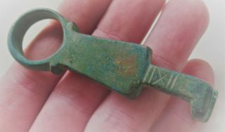 Museum Quality Circa 200 - 300ad Ancient Roman Bronze Decorated Casket Key