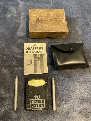 Vintage Bacharach Draftrite Pocket Gauge W/ Tube & Case Box And Instructions