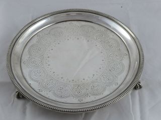 Stunning Antique Victorian Solid Sterling Silver Salver Waiter Tray 1876 492 G