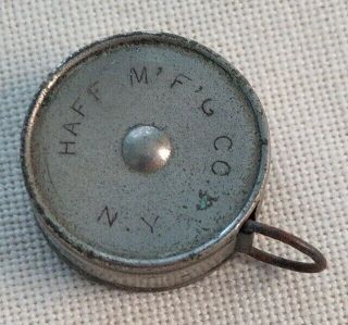 Antique Haff Mfg Co Miniature 12 " Tape Measure Made In York