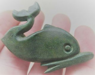 Ancient Roman Bronze Whale Brooch.  Rare