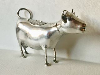 Rare Antique Dutch Silver Cow Milk Cream Jug,  Spout.  19th Century