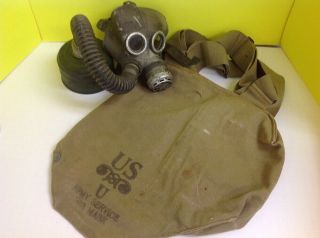 Us Vintage Army Service Gas Mask With Bag