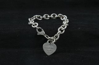 Vintage Please Return To Tiffany & Co.  925 Sterling Silver Heart Tag Bracelet