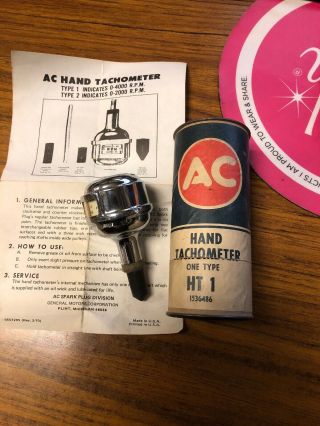 Nos Vintage Ac Delco Hand Held Ht1 Tachometer W/ Box Ok Gm Dealership