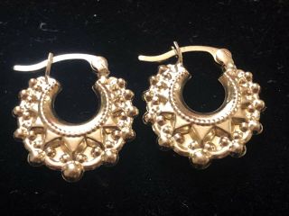 Estate Vintage 14k Yellow Gold Earrings Hoops Designer Signed Slc