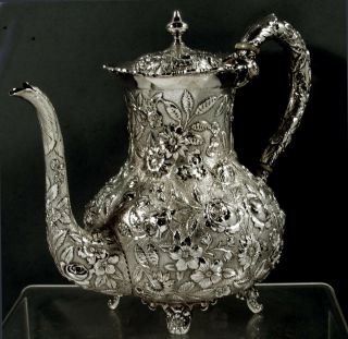 Ag Schultz Sterling Coffee Pot C1905 - Hand Decorated