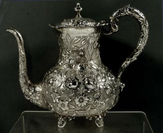 AG Schultz Sterling Coffee Pot c1905 - Hand Decorated 2