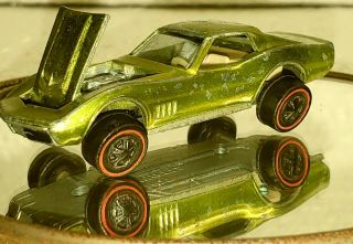 Hot Wheels Red Line 1st 1968 Custom Corvette Metallic Green All