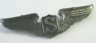 Authentic Wwii Usaaf Service Pilot Wings Sterling Silver Clutch Back Badge 3 "
