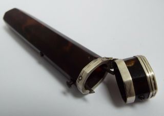 Rare Antique Georgian 1790 Silver & Faux Tortoiseshell Bodkin Needle Case Holder