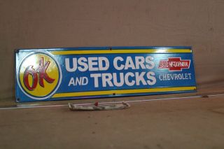 24 " Chevrolet Ok Cars Trucks Dealer Porcelain Metal Sign Gas Oil
