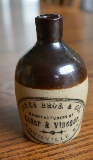 Antique Stoneware Mini Jug Jones Bros Cider & Vinegar Louisville Kentucky