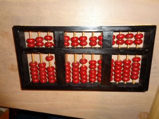 VINTAGE Wood Black w/ Gold Accents ABACUS LOTUS FLOWER Brand - Made in CHINA 2