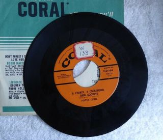 Patsy Cline 45 Rpm Record - A Church,  A Court Room,  Then Goodbye