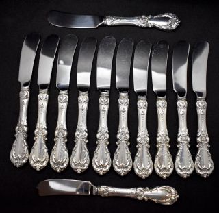 REED AND BARTON STERLING SILVER SET OF 8 BUTTER KNIVES IN BURGUNDY 2
