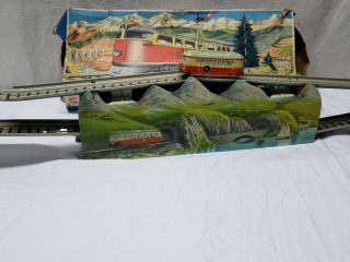 Vintage Technofix Mountain Express Tin Wind Up Toy Train Metal Toy