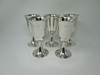 Vintage Pewter Water Goblets Set Of Five (5) Wedding Marked 6 3/8 "