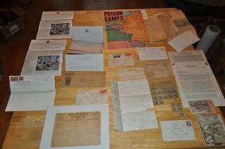 Wwii U.  S.  Pow In Stalag 9b Germany,  Letters,  Western Union,  Map & Other Items