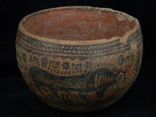 Ancient Large Size Teracotta Painted Bowl With Lions Indus Valley 2500 Bc Pt197
