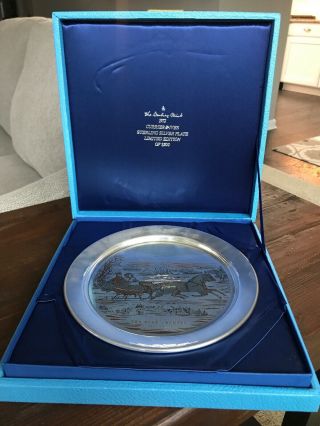 Vintage Danbury Sterling Silver 1972 Currier & Ives The Road - Winter Plate