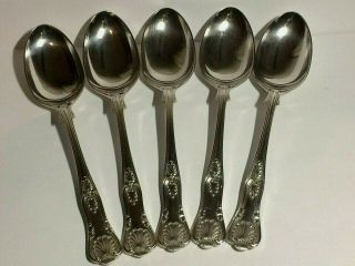 5 X Solid Silver Walker&hall Kings Pattern Dessert Spoons.  Sheff 1938.  327,  Grams