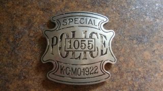 Antique Obsolete Special Police Badge Kansas City Mo 1922 Allen Stamp & Seal