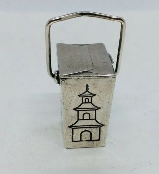Tiffany & Co.  Authentic Sterling Silver Unusual Chinese Takeout Pagoda Pill Box 3