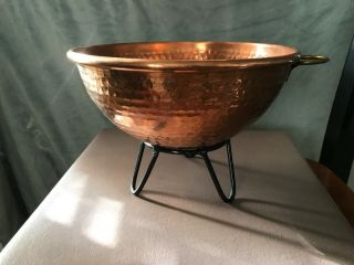 Nearly 2lb Copper Candy Cauldron 9.  5” X 4.  5” Candy Apple Butter Bowl Pot Kettle