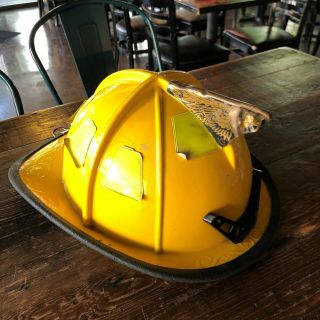 Cairns 1044 Firefighter Fire Helmet With Brass Eagle - Yellow