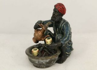 Vienna Bronze Made by Franz Bergman Arab Man Pouring Tea 3