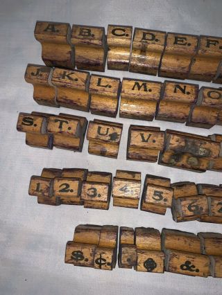 Antique Wood Rubber Stamp Set Alphabet Letters Numbers Punctuation Advertising