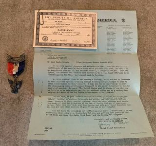 Vintage 1941 Bsa Boy Scouts Sterling Silver Eagle Scout Award Named Kansas