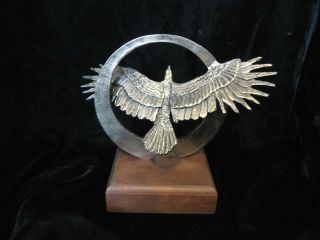 Wally Shoop Bronze Eagle Sculpture Signed 
