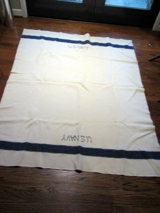 Vintage Wwii U.  S.  Navy Wool Blanket 68 " X 54 "