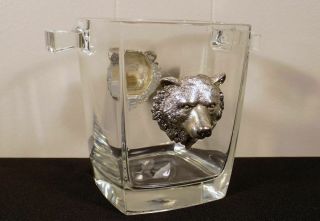 Arthur Court Designs Bear Head Ice Bucket France Aluminum & Glass