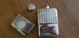 Antique Solid Silver Hip Flask with Cup 1918 W.  Hutton Birmingham 2