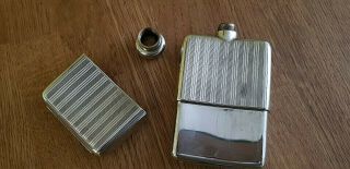 Antique Solid Silver Hip Flask with Cup 1918 W.  Hutton Birmingham 3