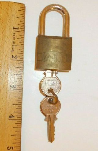 Vintage Wally Brass Padlock Lock With 2 Keys Made In Italy
