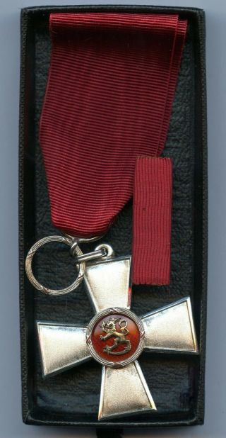 Finland Enamel Silver Order Of The Lion Cross Of Merit,  Miniature Bar