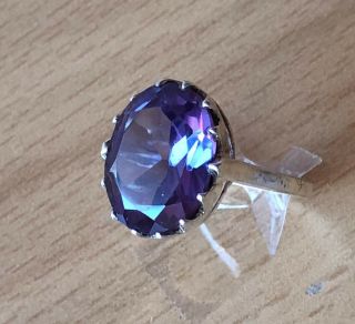Vintage Color Change Purple Blue Magenta Alexandrite Ring 925 Sterling Silver