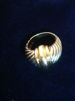 David Yurman Vintage Sterling Silver & 18k Yellow Gold Scallop Ring Size 8