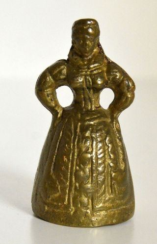 Vintage Bronze Brass Metal Figurine - Lady Bell 3 " In